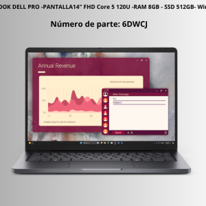 NOTEBOOK DELL PRO -PANTALLA14" FHD Core 5 120U -RAM 8GB - SSD 512GB-  Win11Pro