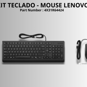 Kit Teclado Mouse Alámbrico Lenovo, óptico 1600dpi USB Negro   PN: 4X31R64424