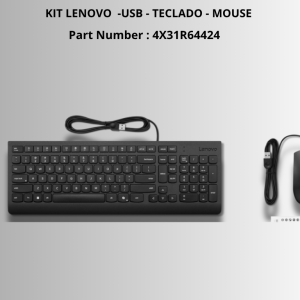 Kit Teclado Mouse Alámbrico Lenovo, óptico 1600dpi USB Negro